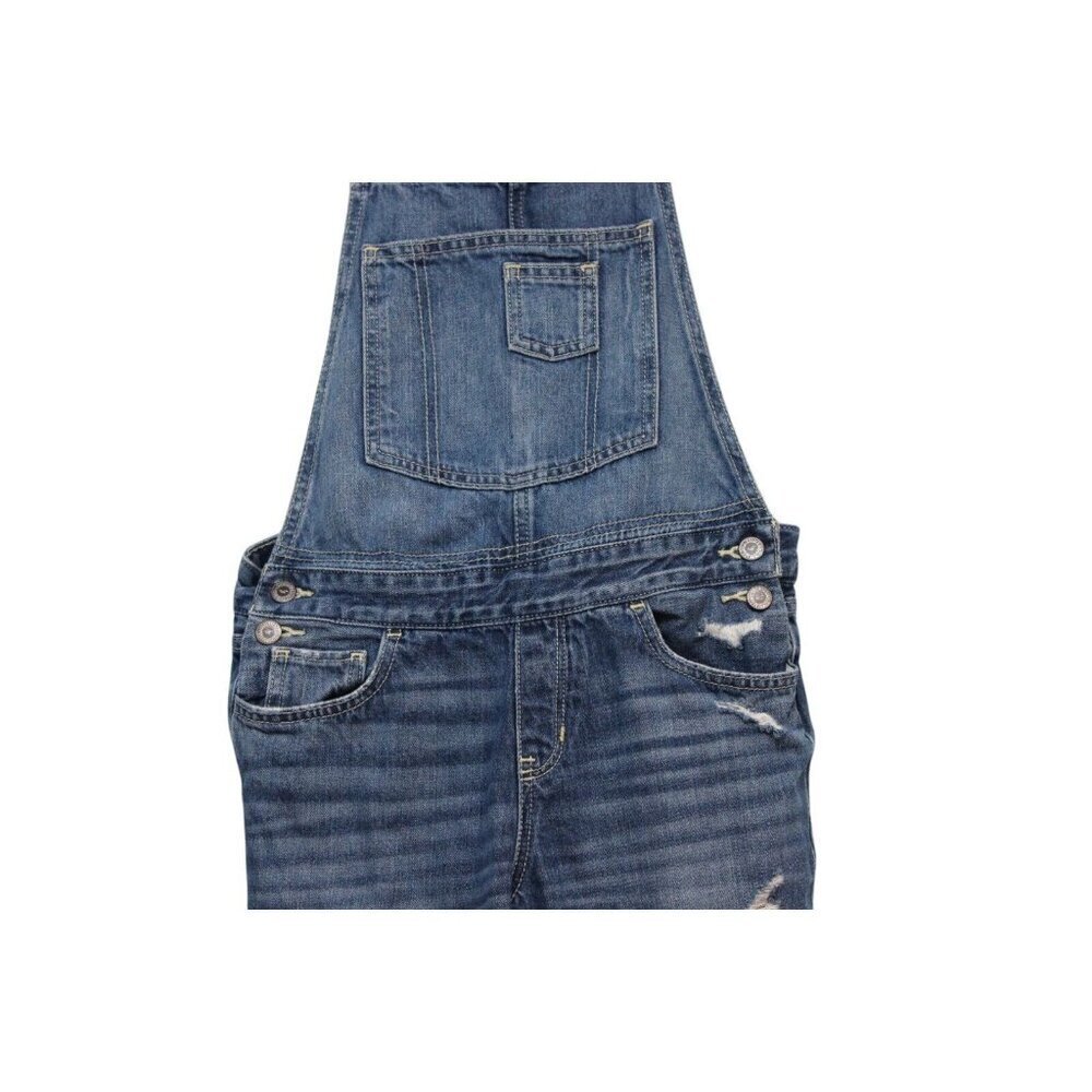 Hollister Denim Overalls Size Small Distressed 100% Cotton Preppy - Picture 3 of 14